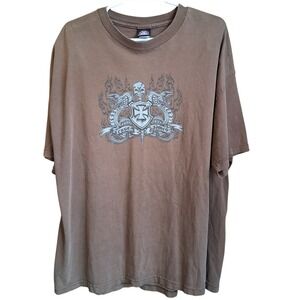 West Coast Choppers Long Beach CA VTG vintage Jesse James Graphic‎ Tee 2XL Brown